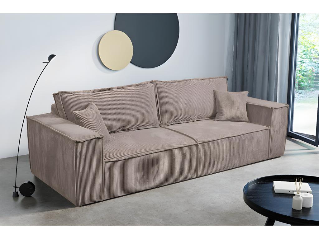 Canapé convertible 4 places avec coffre Ventoriq velours tricoté Ventoriq CIAS44212