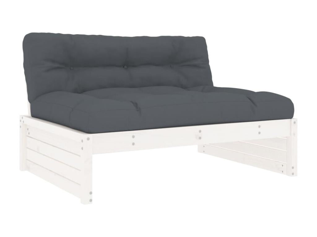 Salon de jardin 5 pcs avec coussins blanc bois massif ULVU90302