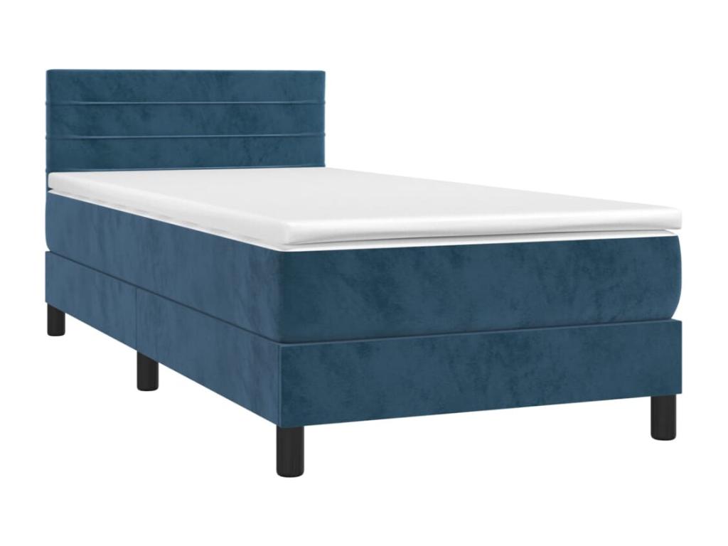 Sommier à Boislis de lit et matelas et LED Bleu foncé 90x190 RIXE47048