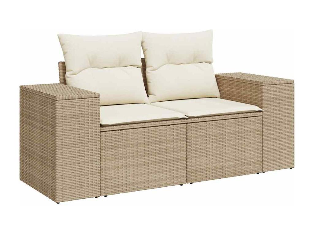 Salon de jardin avec coussins 9 pcs beige résine tressée DXDI95879