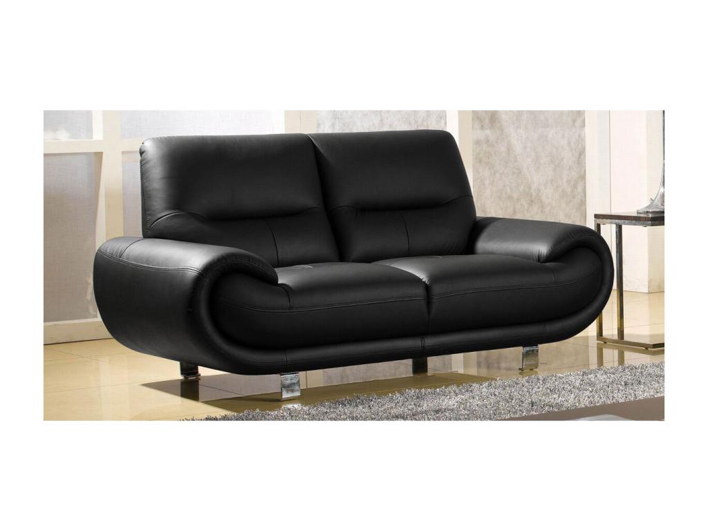 Canapé cuir 2 places Boislis Noir - Angle Droit QPST10091