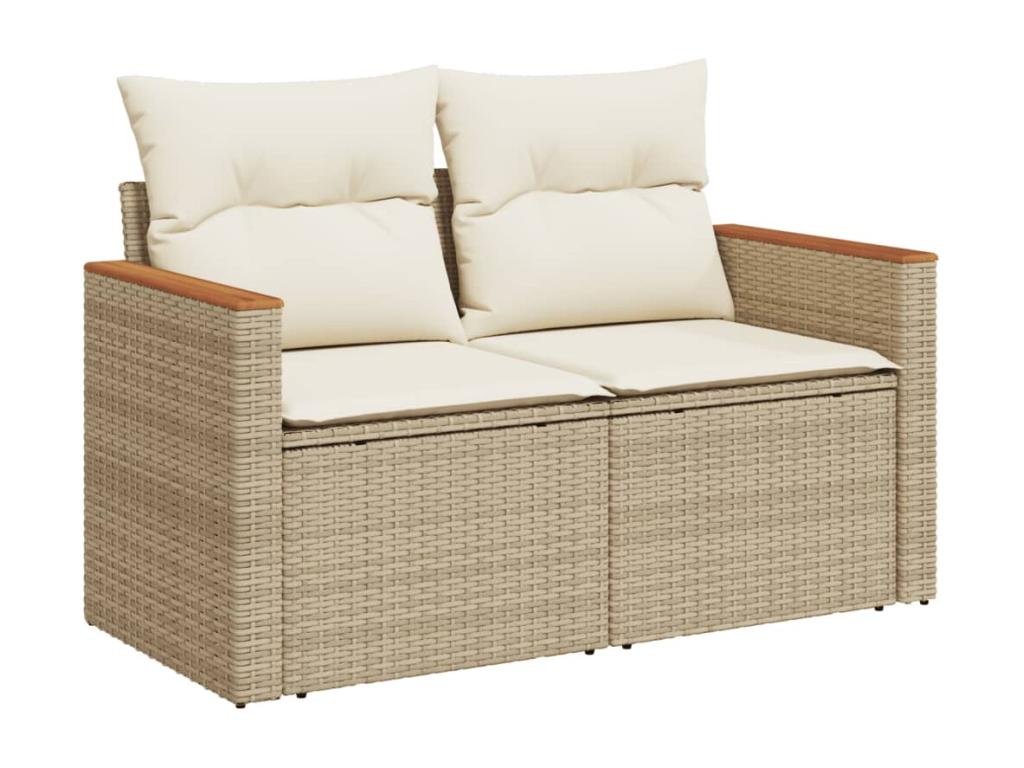 Salon de jardin avec coussins 7 pcs beige résine tressée AQNK48294