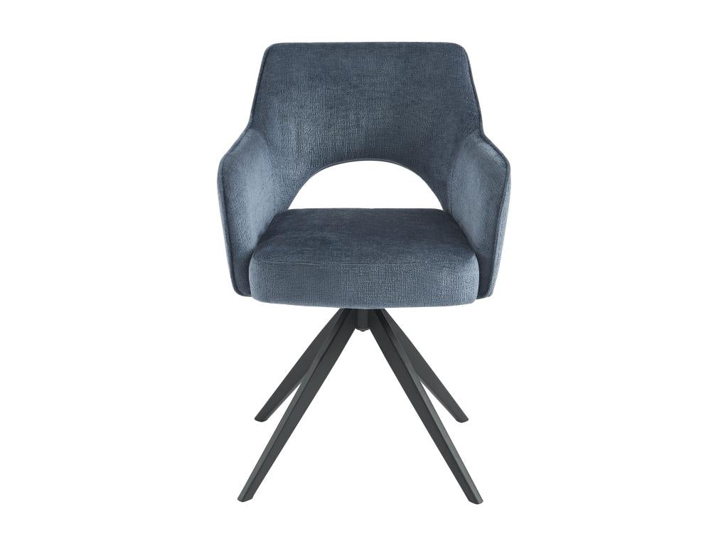Lot de 2 chaises pivotantes avec accoudoirs en tissu et métal noir - Bleu - Ventoriq FYKV99331