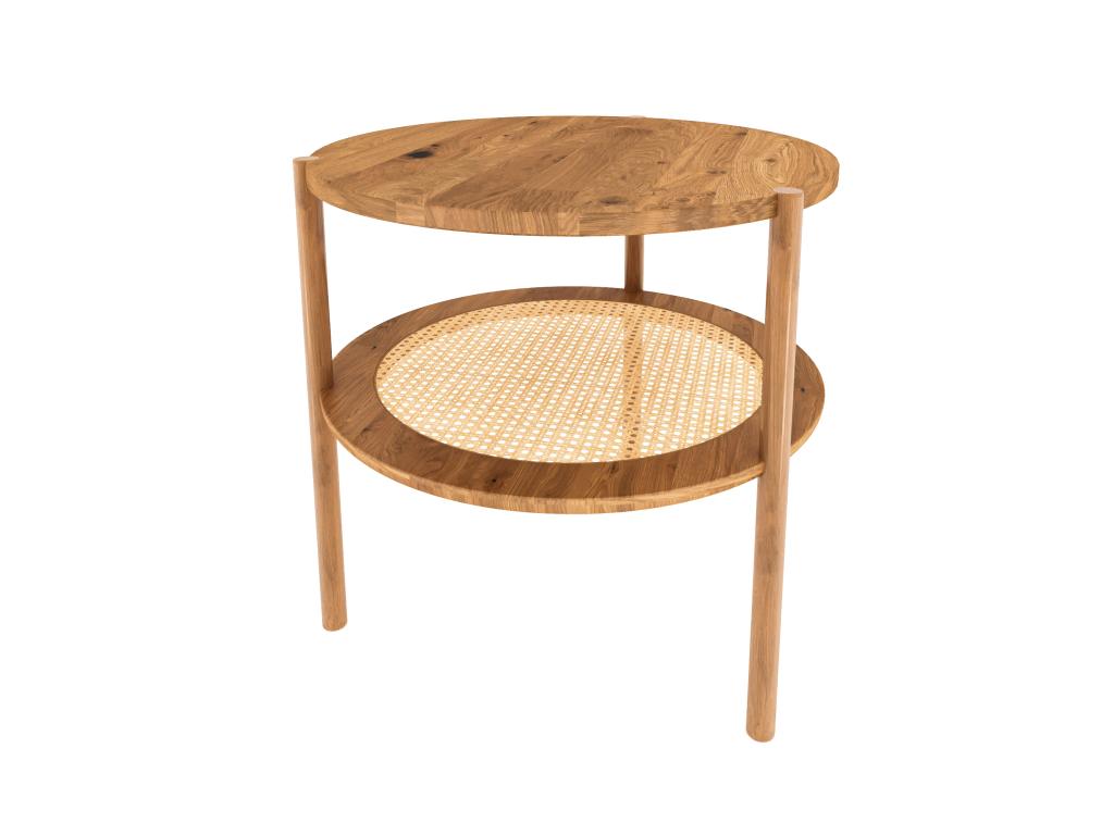 Ventoriq - Table basse haute en rotin de chêne sauvage huilé naturel Φ50 CYER65790