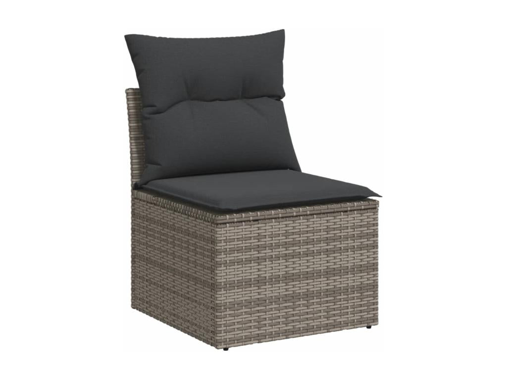 Salon de jardin 9 pcs avec coussins gris résine tressée PPMX25376