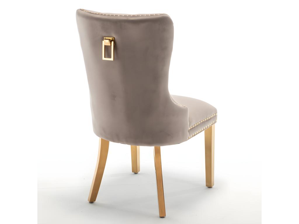 Lot de 2 chaises POIGNEE Cloûté en velours Boislis pied Doré YNRT59814