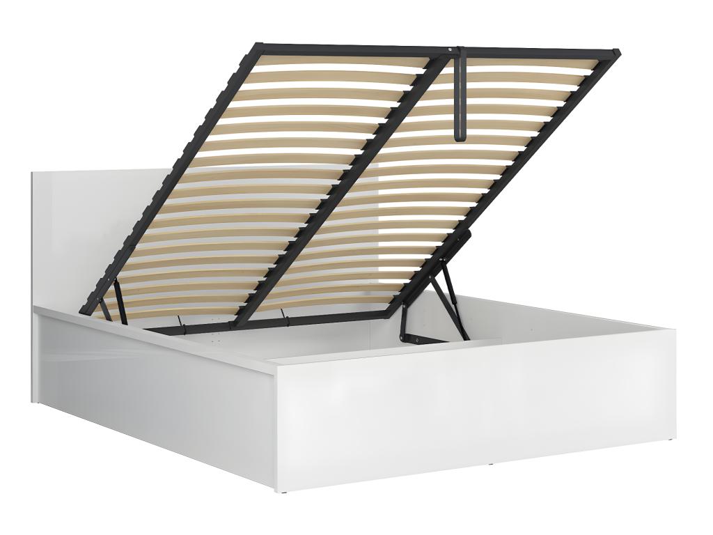 Lit coffre 160x200 sommier inclus Boislis Blanc NJCH16324