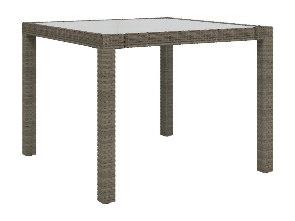 Boislis Premium - Table de jardin 90x90x75 cm Verre trempé et résine tressée Gris QCYG57748