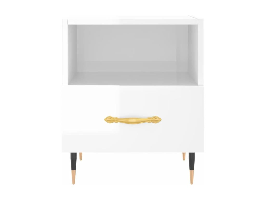 Table de chevet blanc brillant 40x35x47,5 cm bois d'ingénierie ODUL11371