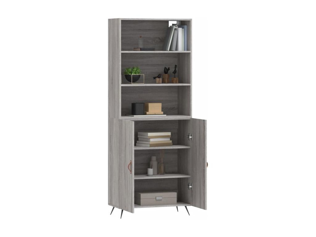Buffet haut Boislis gris 69,5x34x180 cm Bois d'ingénierie ZZUH73104