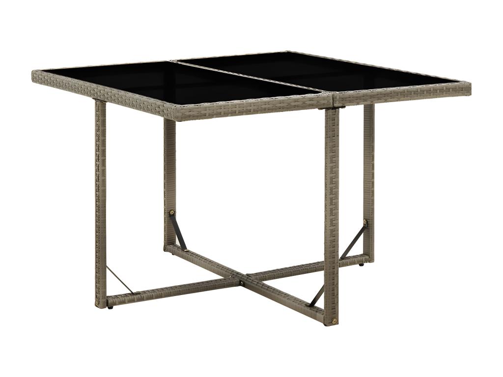 Ventoriq Premium - Table de jardin Gris 109x107x74 cm Résine tressée et verre HVKD26062