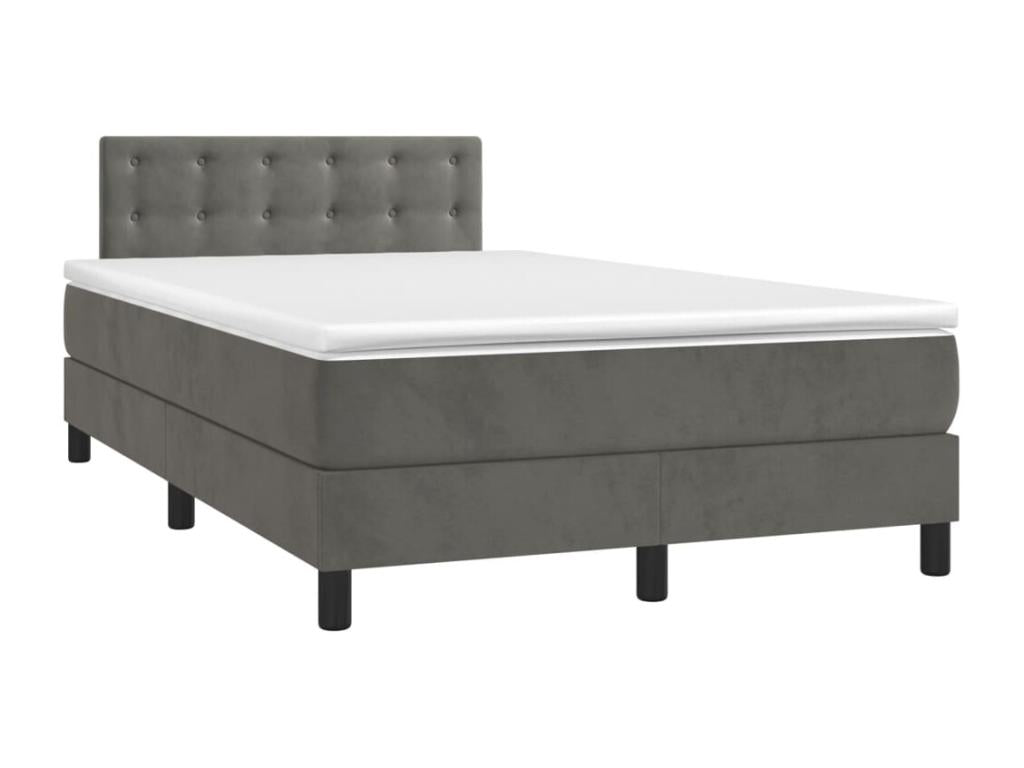 Sommier à Boislis de lit et matelas gris foncé 120x190cm velours OAVI15342