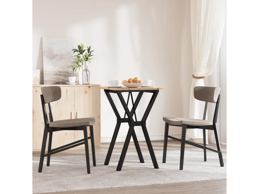 Table à manger cadre en Y 50x50x75 cm bois de pin massif fonte EQMO32335