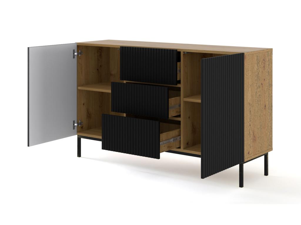 Commode Boislis 150x42x89 Crème / Noir KZAU34557