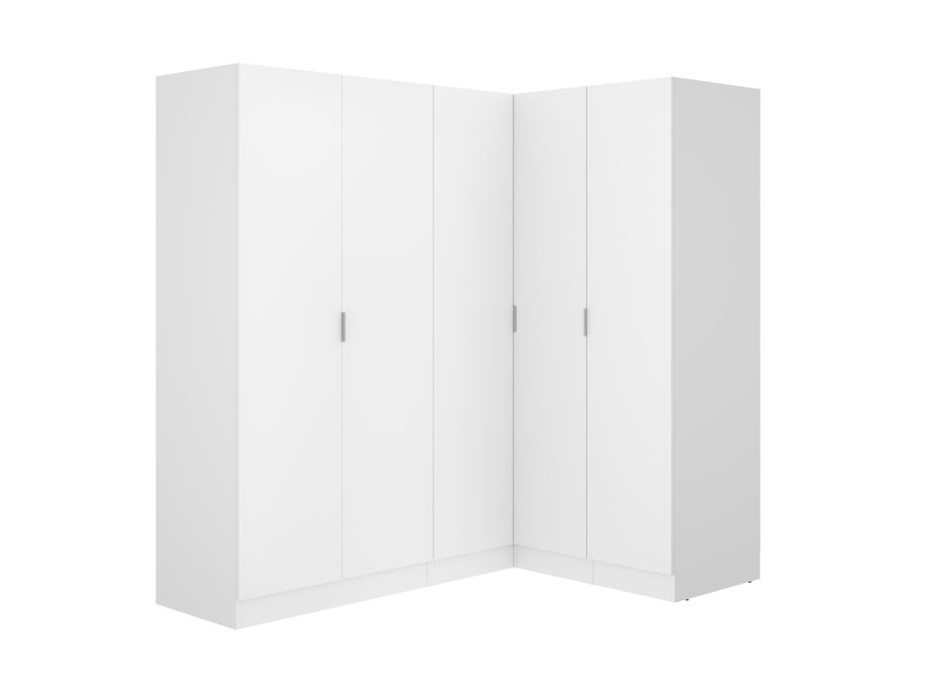 Armoire d'angle 5 portes - L173 cm - Blanc - Boislis COSN48474