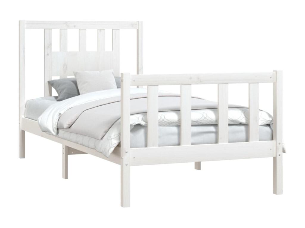 Cadre de lit sans matelas blanc bois de pin massif 90x200 cm NWXR17591