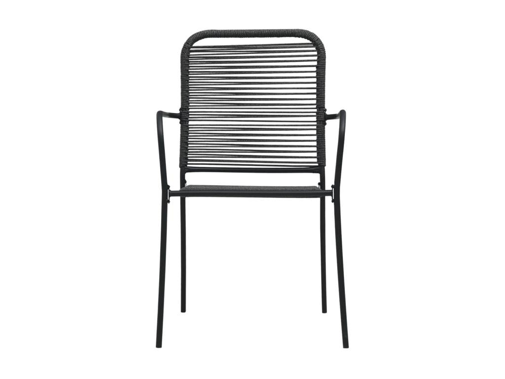 Chaises de jardin 4 pcs Corde en coton et acier Noir TNNK62466