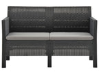 Canapé à 2 places de jardin avec coussins Anthracite PP Rotin AECB72046