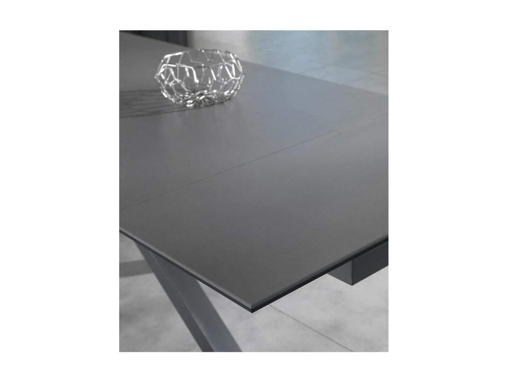 Table extensible de 160cm à 240cm plateau moderne en céramique sur verre trempé gris graphite UDXV54605