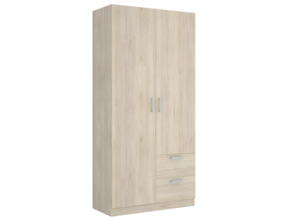 Armoire placard meuble de rangement coloris naturel - Longueur 100 x Profondeur 52 x Hauteur 215 cm XRAJ72256