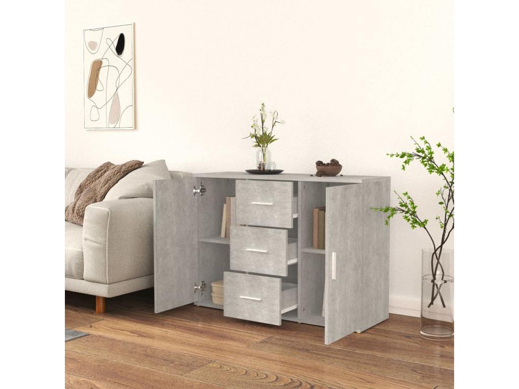 Buffet Gris béton 91x29,5x65 cm Bois d'ingénierie LCXG12036