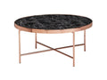 table basse aspect marbre noir table de salon ronde 82,5 cm cuivre OXAU01075
