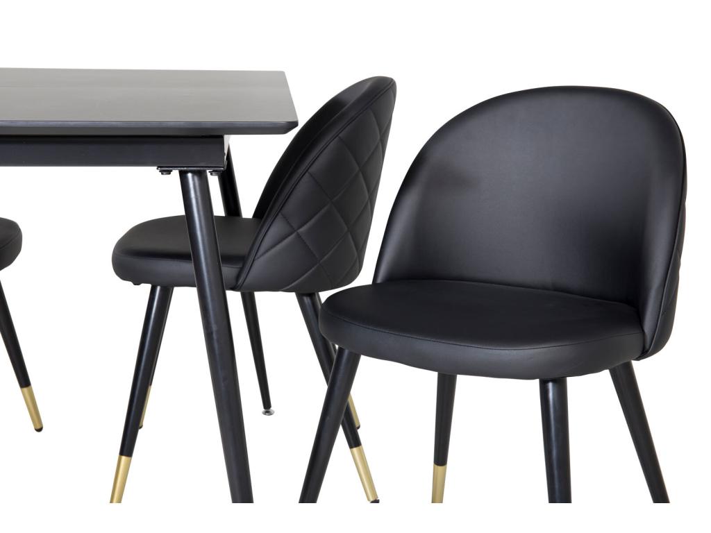 SilarBLExt ensemble table table extensible longueur cm120/160 noir et 4 chaises velours Similicuir PU noir. NXXH22259