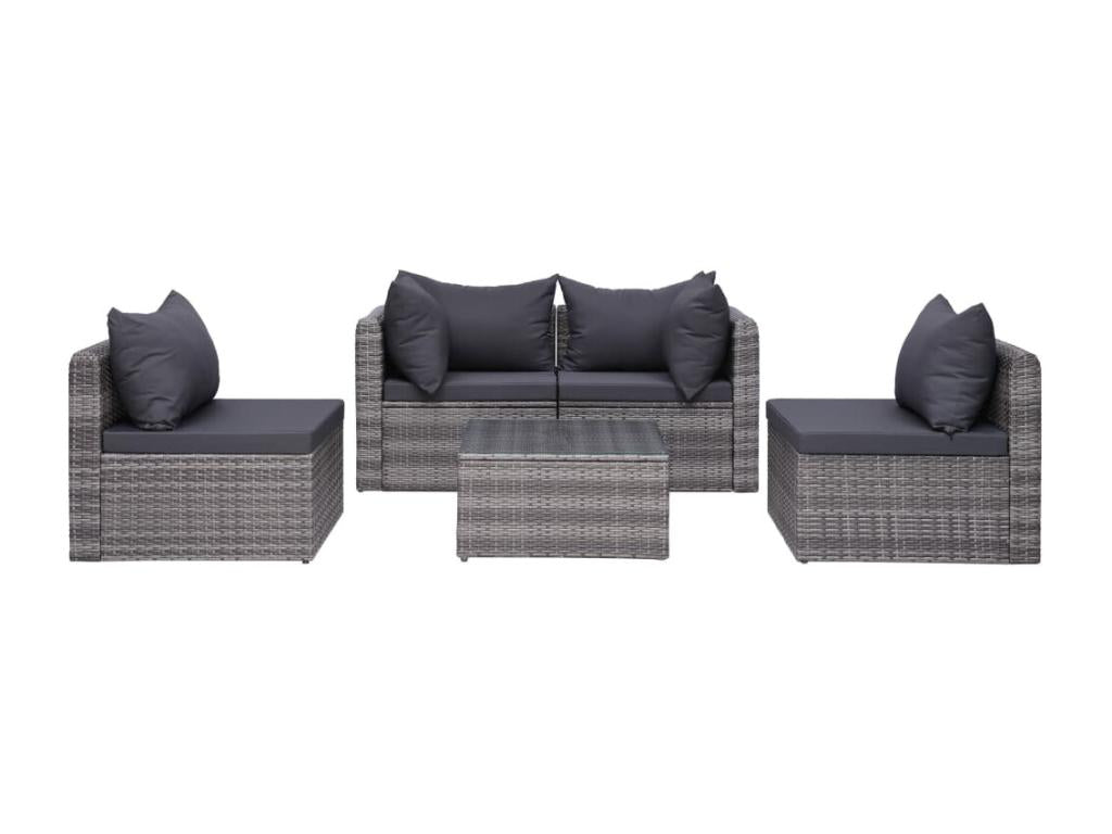 Salon de jardin 8 pcs avec coussins Résine tressée Gris 32 FDFZ30492