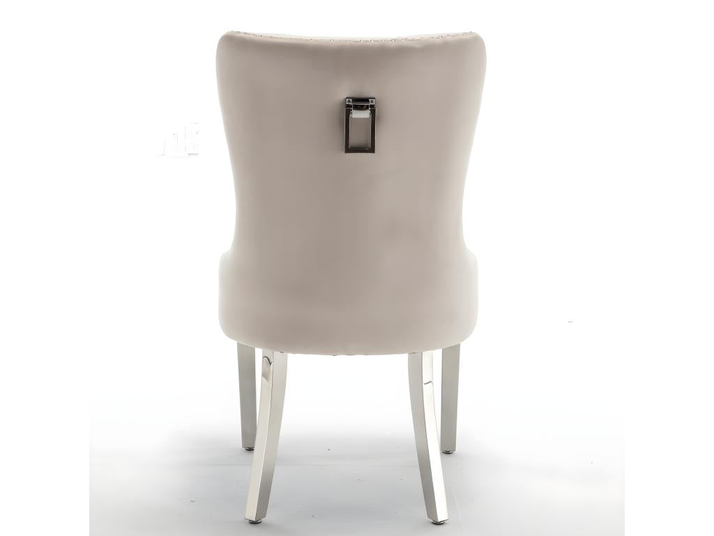 Lot de 2 chaises Mobenze Cloûté en Mobenze beige pied chromé CZBX87854