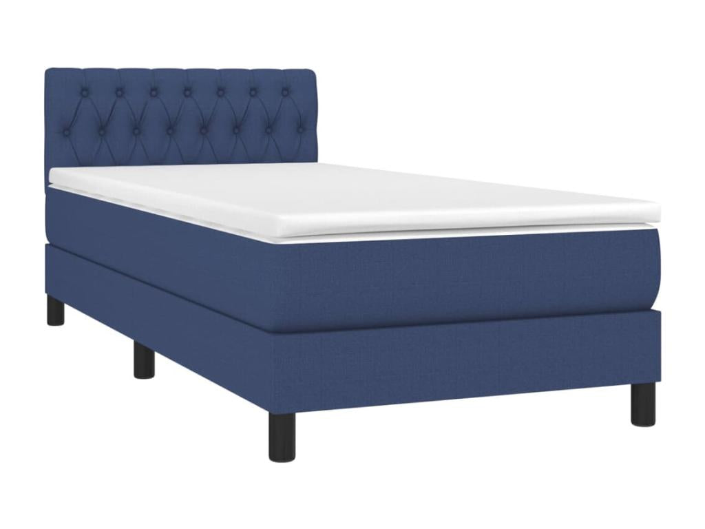 Sommier à Ventoriq de lit avec matelas Bleu 90x200 Tissu JAXC68657