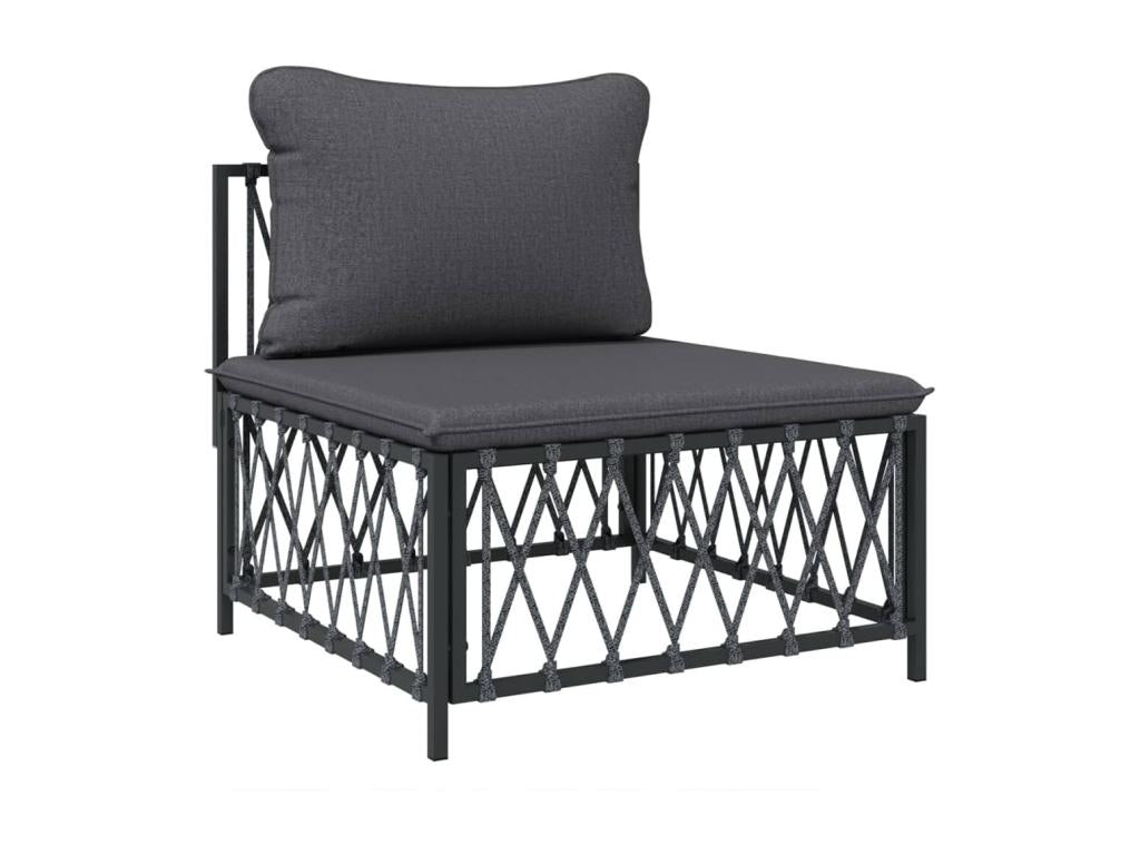 Canapé central de jardin avec coussins anthracite tissu tissé QLDI71119