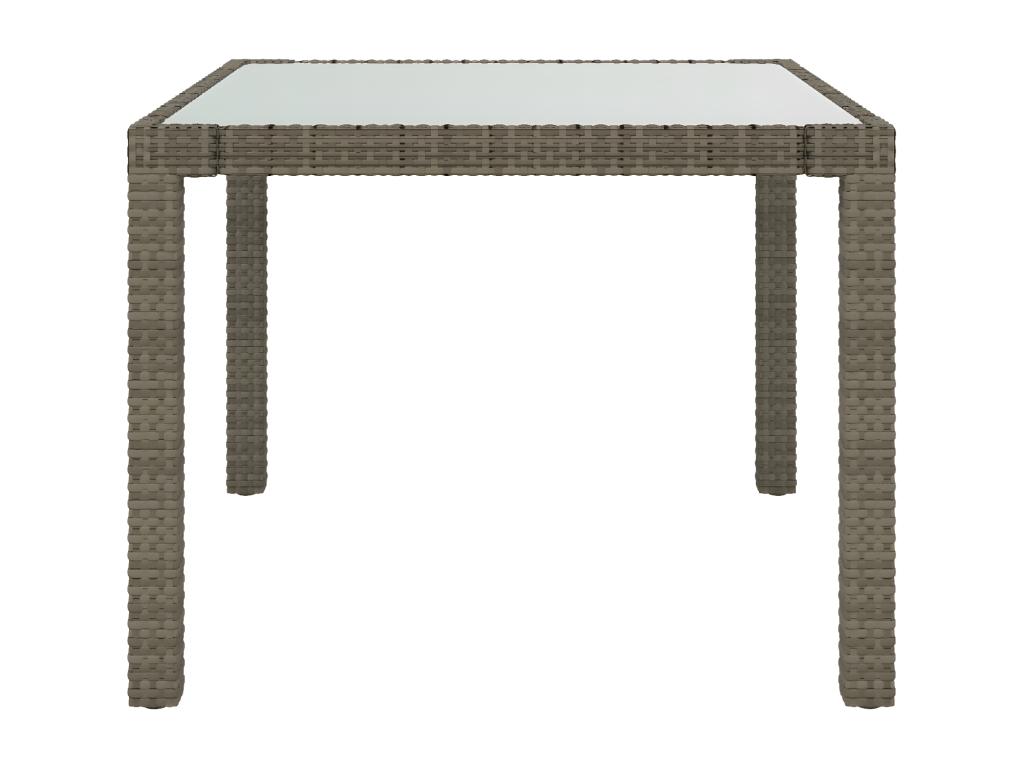 Boislis Premium - Table de jardin 90x90x75 cm Verre trempé et résine tressée Gris QCYG57748