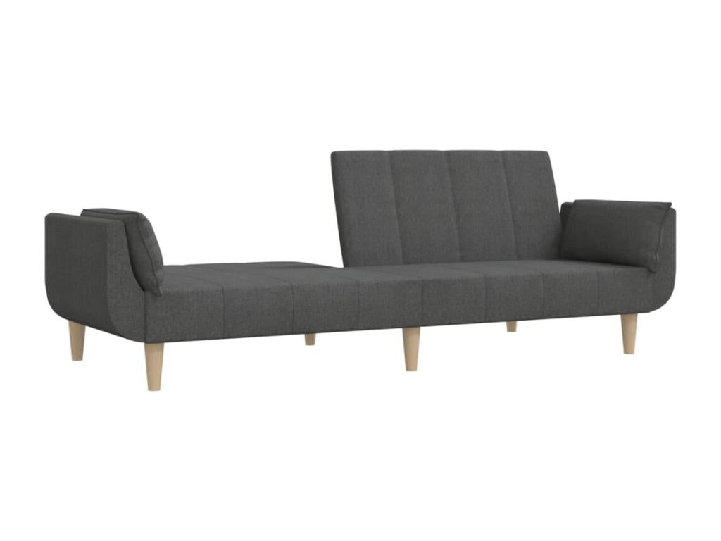 Canapé-lit à 2 places avec deux oreillers Gris foncé Tissu WIKU06132