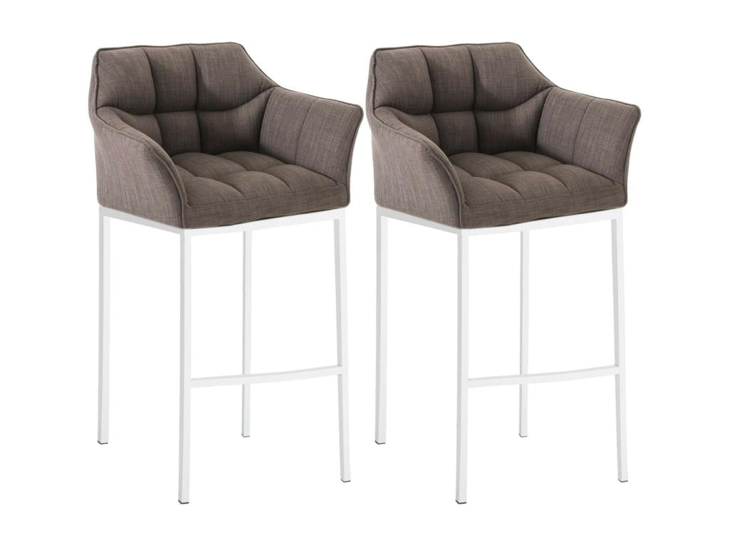 Lot de 2 Tabouret de bar - Tissu / Métal - Gris - Ventoriq UIMX35015