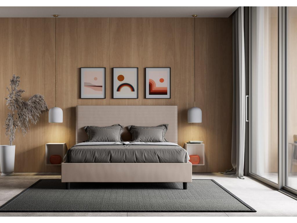 Lit avec sommier rembourrée 160x190 similicuir Ventoriq RMFE47466