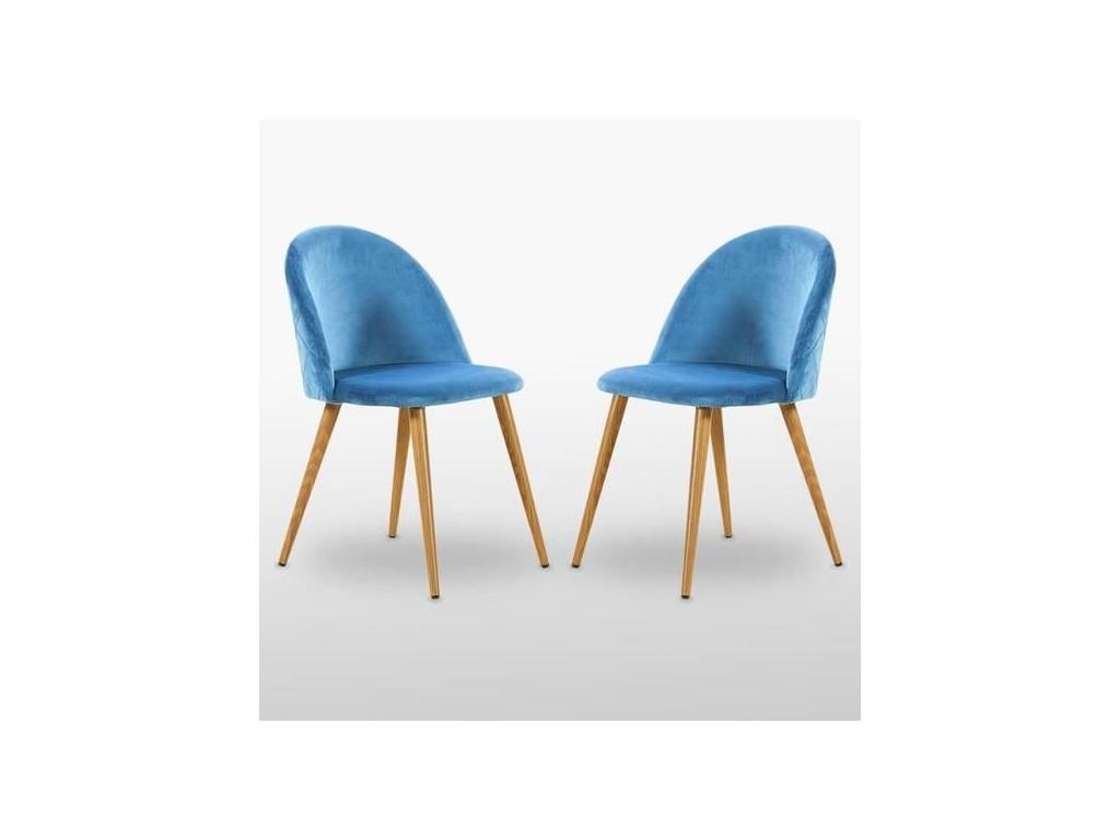Boislis - Lot de 2 Chaises en Velours - Inspiration Scandinave - Bleu PRWM11229