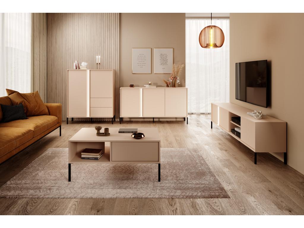 Table de téléVentoriq 2D LED 154x40x54 Beige YBOO26750