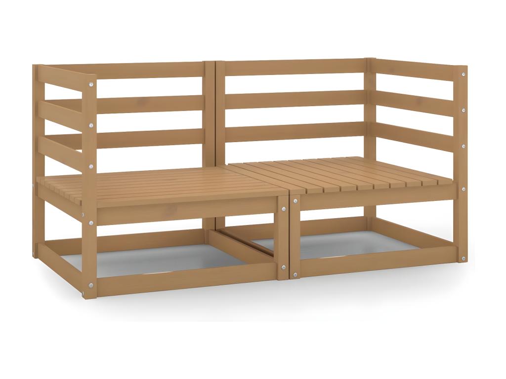 Canapés d'angle de jardin 2 pièces Marron miel Bois de pin massif TFIL59621
