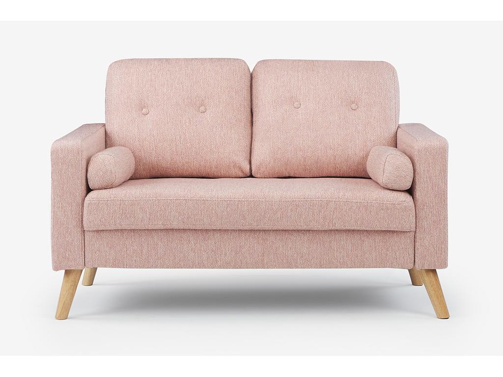 Canapé 2 places en tissu effet lainage à bouclesttes Boislis - Rose JFIN78382
