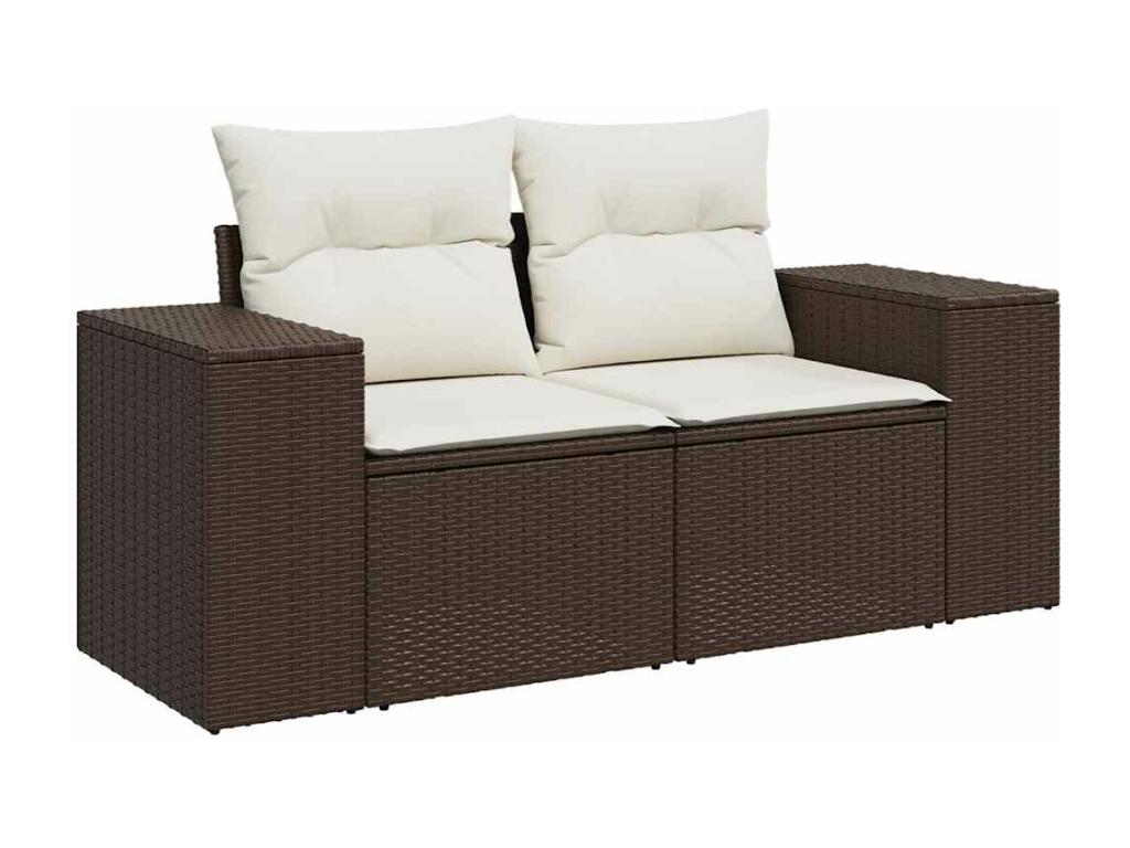 Salon de jardin avec coussins 7 pcs marron résine tressée GOIC49097