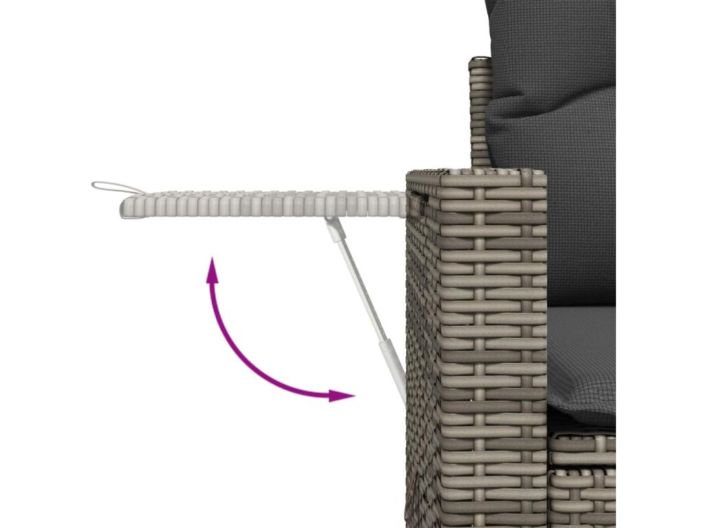 Salon de jardin avec coussins 7 pièces gris résine tressée FXLT79006