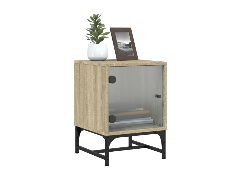 Tables de chevet et portes vitrées 2pièces chêne Ventoriq 35x37x50cm KREQ14938