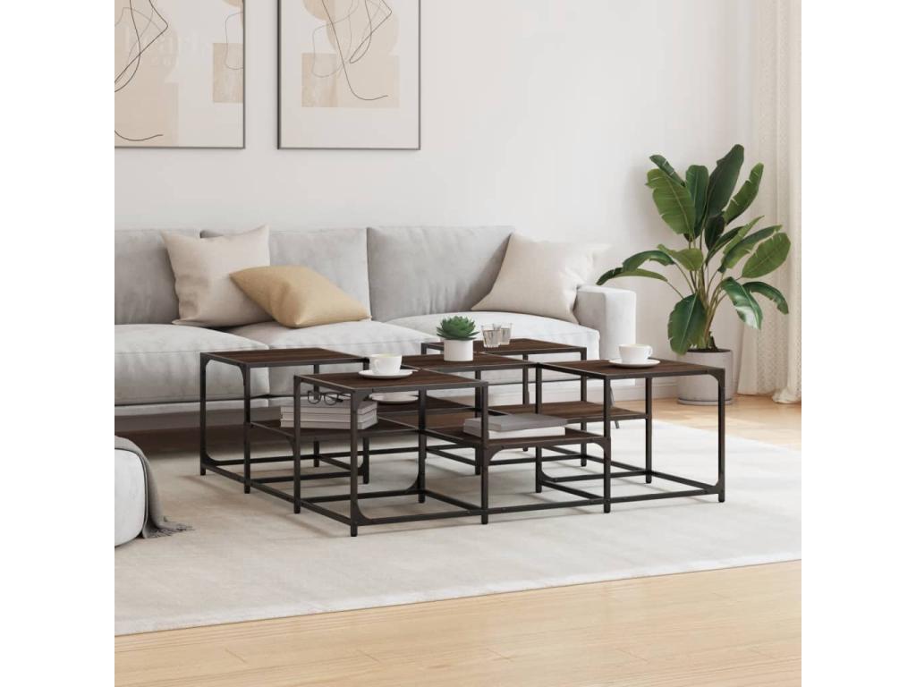 Table basse chêne marron 121x121x40 cm bois d'ingénierie DYXK05924