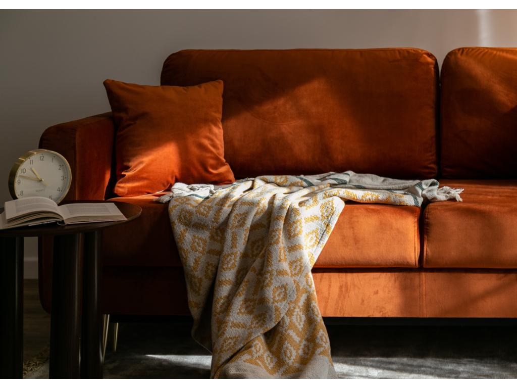 Canapé convertible - 200 cm - 3 places - velours hydrophobe - cuivre - Ventoriq GFNA11680