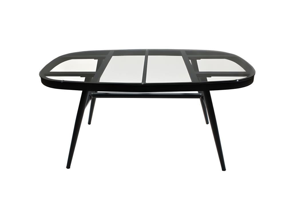 Table de jardin en aluminium gris plateau verre 6 places - Boislis WWRY39698