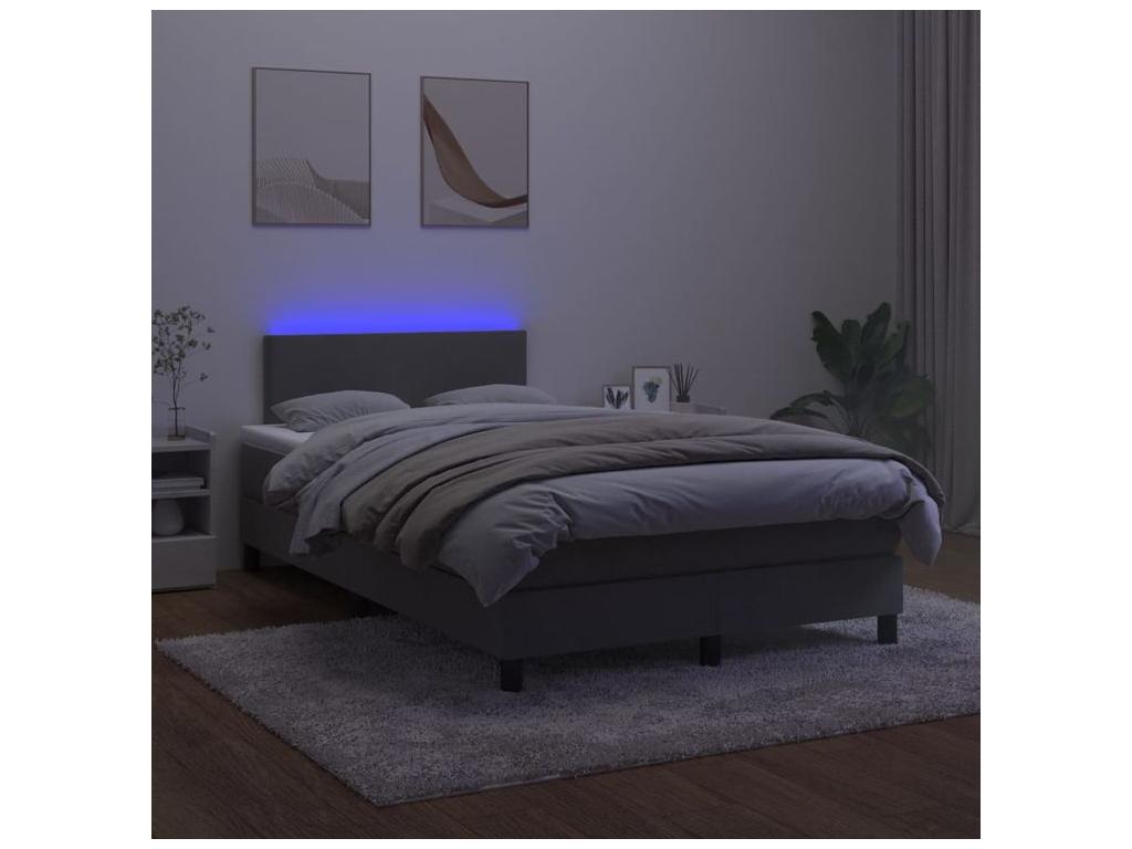 Sommier à Boislis de lit avec matelas LED Gris foncé 120x200 RNNL80348