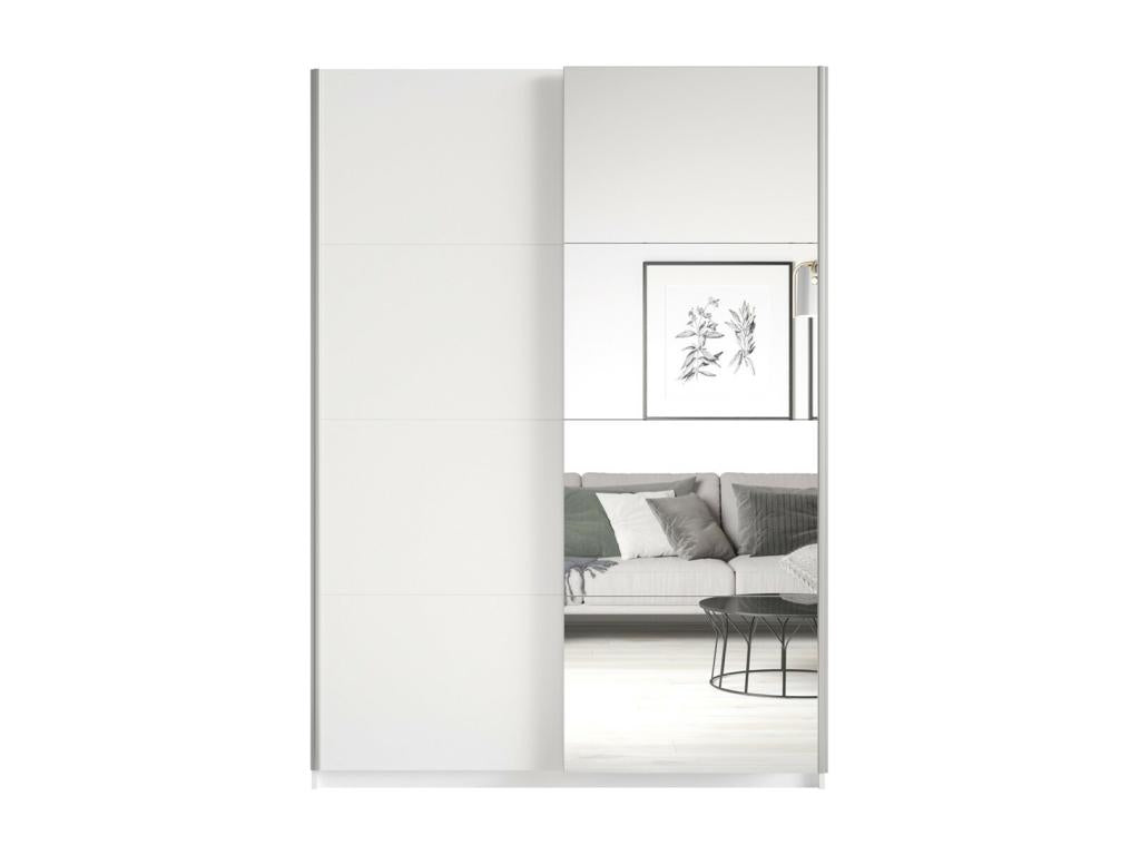 Armoire design 150cm- 2 portes avec miroirs modulables- Couleur blanc mat- Collection Boislis XVNP22251