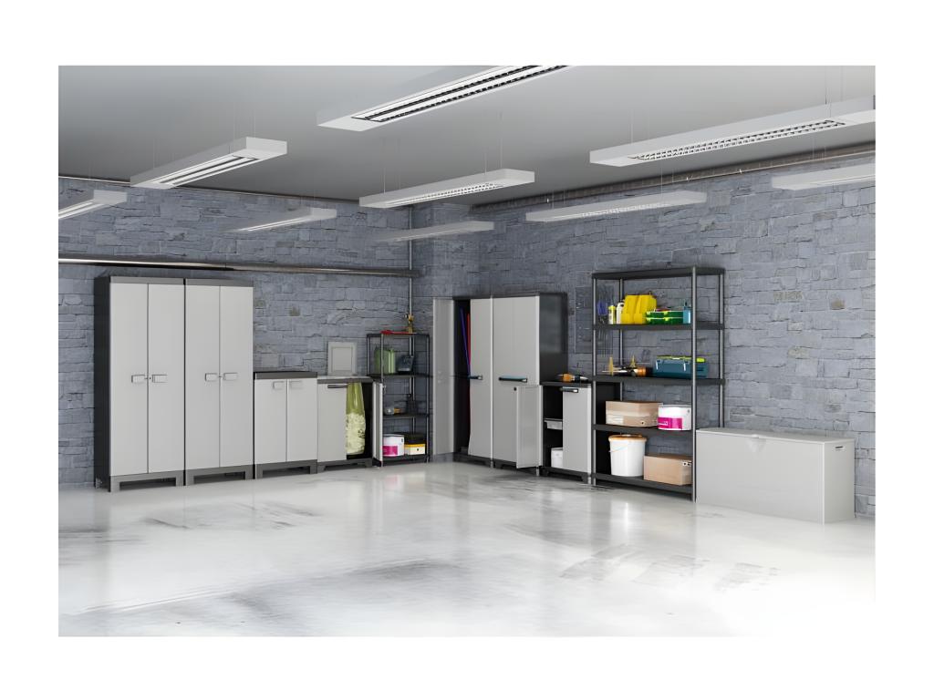 Armoire de rangement utilitaire Ventoriq - 68x39x173 cm - Noir et gris ASZC99616