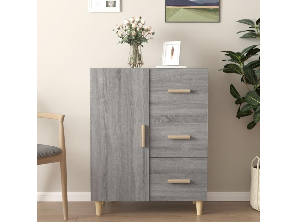 Buffet Boislis gris 69,5x34x90 cm bois d'ingénierie DEEQ15888