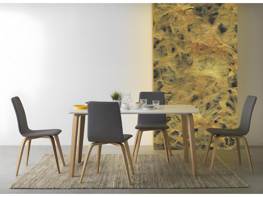 Table en panneaux de fibres de moyenne densité avec pieds plaqués chêne 150x90 cm EYHD20082